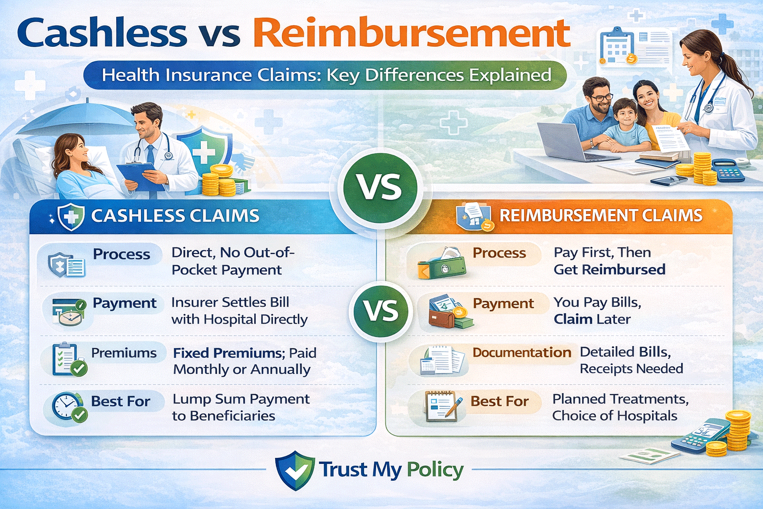 Cashless vs Reimbursement Health Insurance Claims: Key Differences Explained