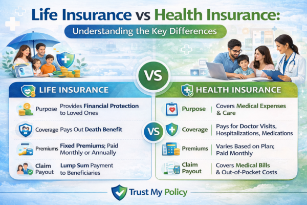 Life Insurance vs Health Insurance: Complete 2026 Guide | Trust My Policy
