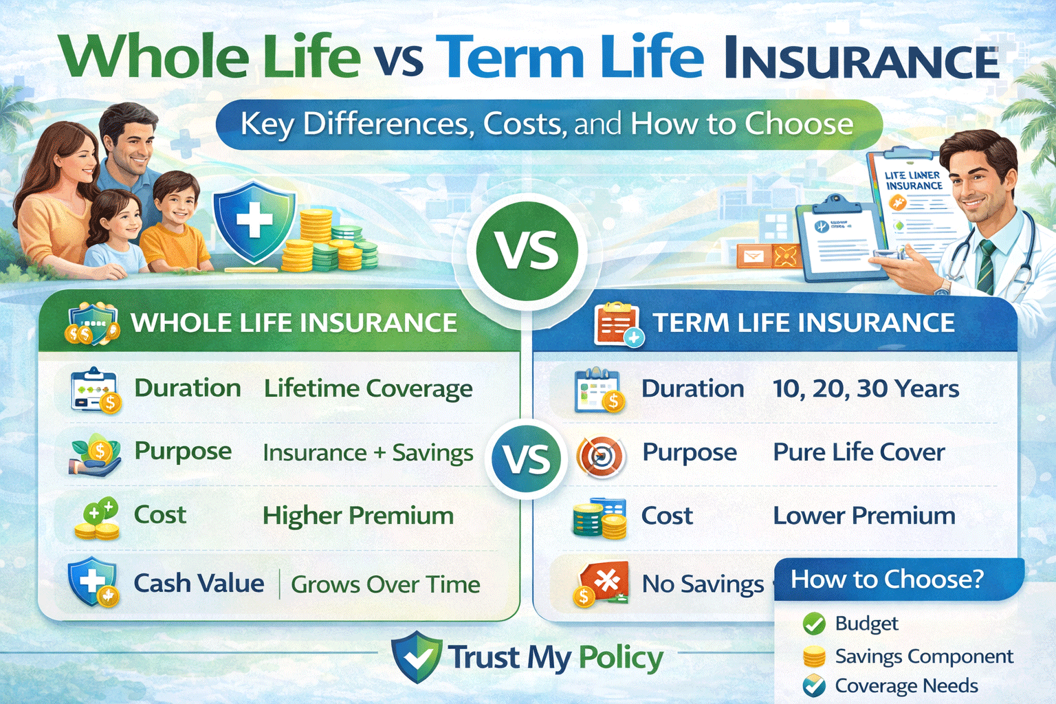 Whole Life vs Term Life Insurance: Key Differences, Costs, and How to Choose