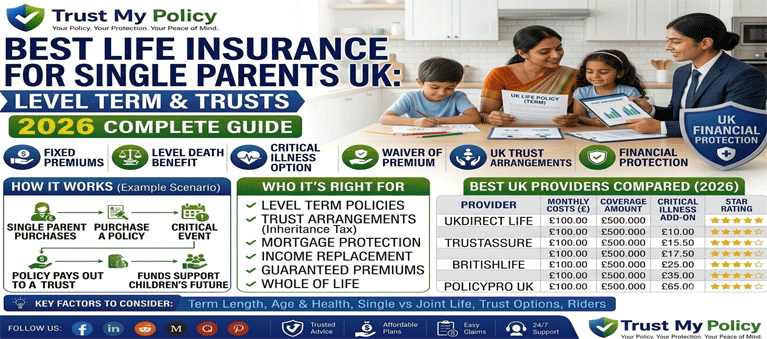 Best life insurance for single parents UK 2026 guide -level term, trust arrangements, and top providers compared